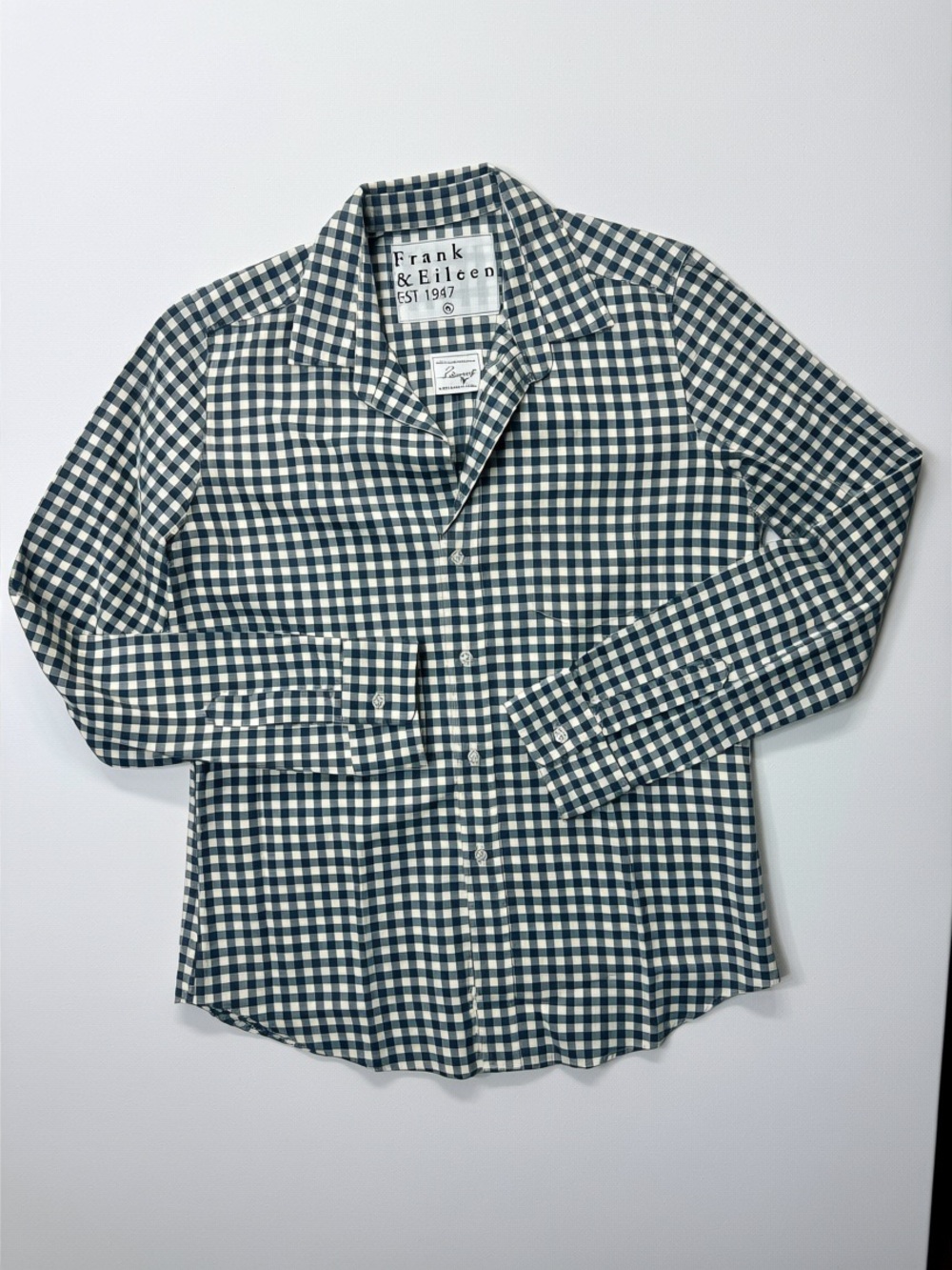 Frank & Eileen Barry Gray and White Gingham Button-Down Shirt Size Small - Picture 7 of 12